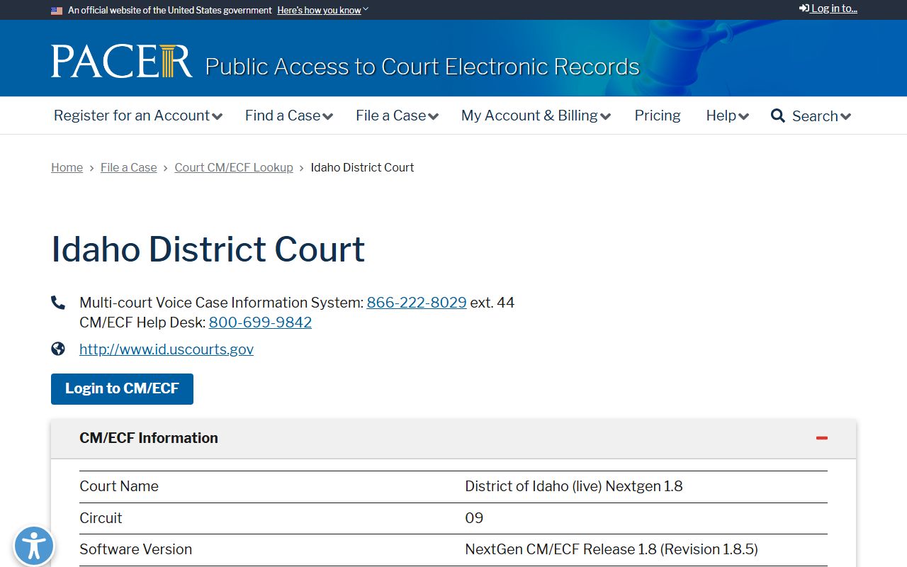 Butte County District Court records District of Idaho CM ECF lookup