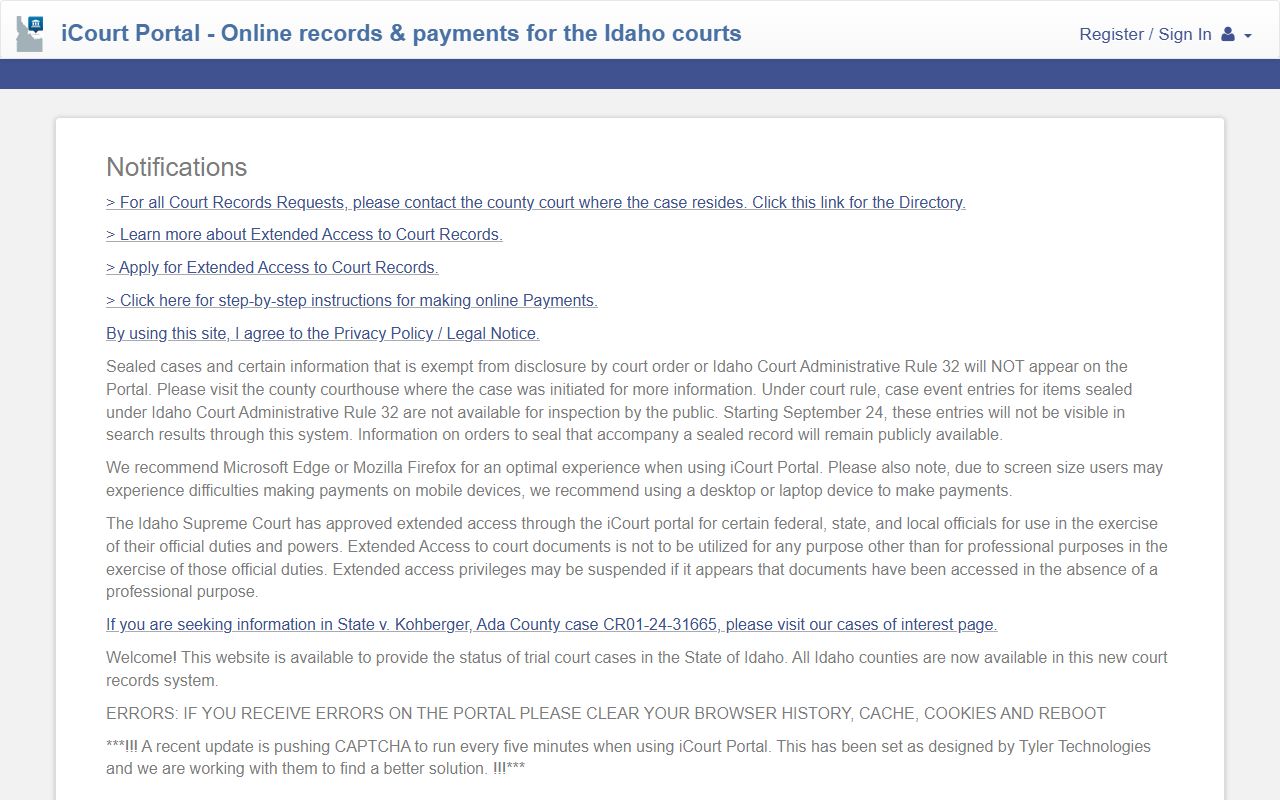 Butte County court records iCourt Portal Smart Search and hearing lookup