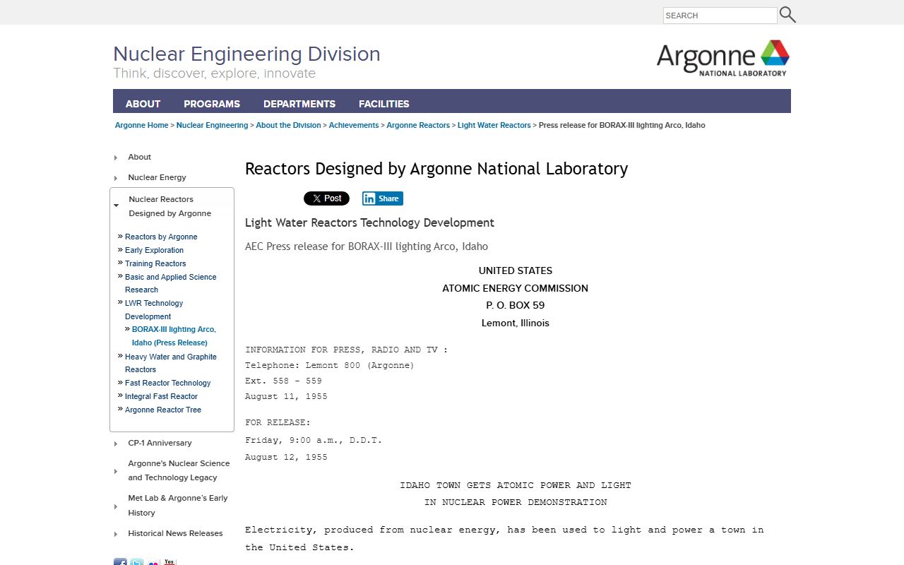 Butte County court records Arco BORAX III atomic power history